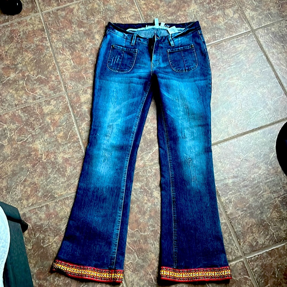 Rainbow bootcut jeans